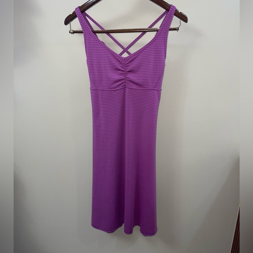 Prana Womens Rebecca Dress Orchid Pinstripe - Picture 2 of 6